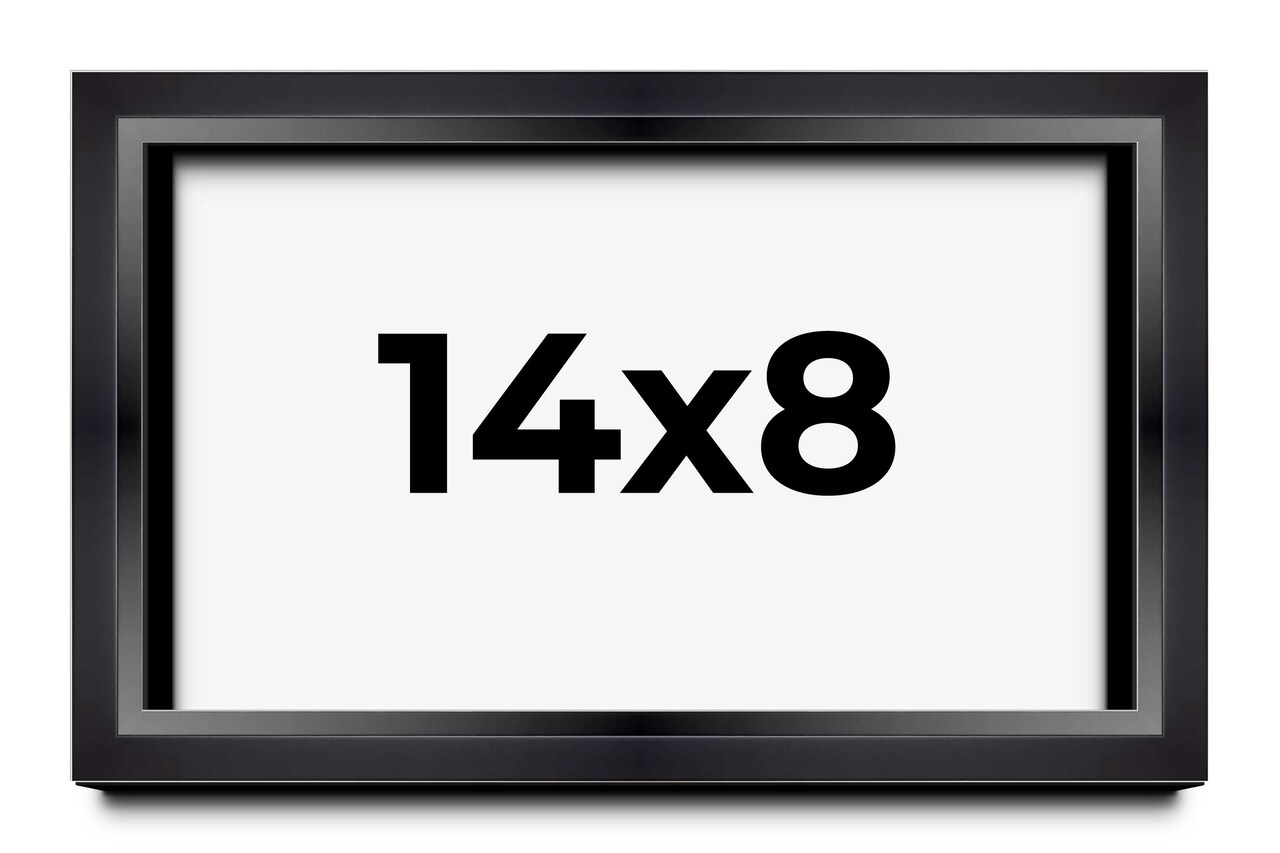 14x8 Modern Shadow Box 1.5" Depth Black Picture Frame - UV Acrylic, Backing, Hanging Hardware